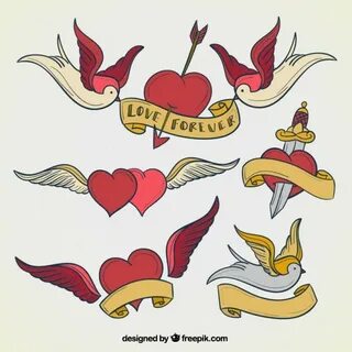 Free vector Heart tattoos collection #15236 My Graphic Hunt