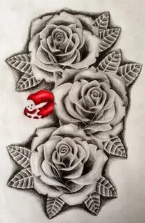 Outline Realistic Rose Tattoo Stencil