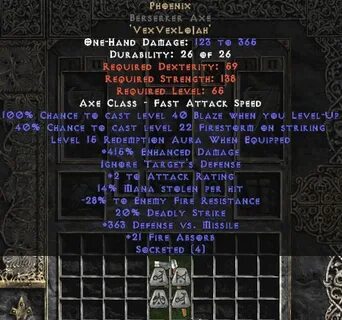 Phoenix Berserker Axe - 415% ED/350-399 DvM/15-21 FA/10-15 R