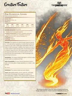 D&D 5e Creature Feature - Lesser Fire Elemental Dungeons and