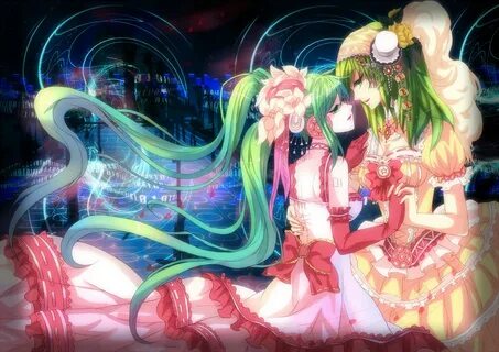 green hair, Vocaloid, Megpoid Gumi, Hatsune Miku, Twintails 