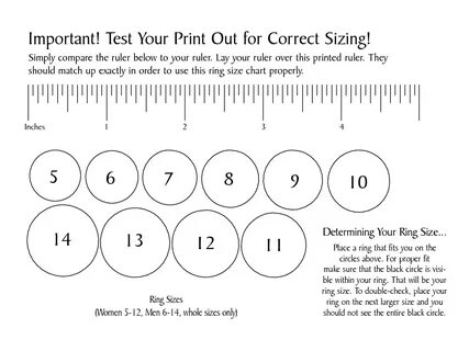 ring sizing chart Printable ring size chart, Ring sizes char