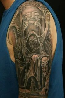 Grim reaper sleeve tattoo design - Tattoos Book - 65.000 Tat