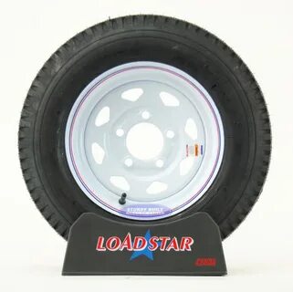 ST 5.30-12 Trailer Tire on 5 Bolt White Spoke Wheel LRC 1,04