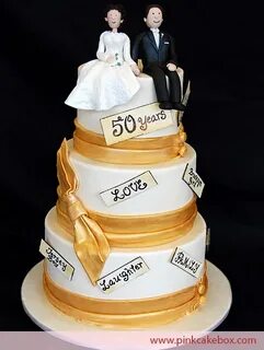 12 Pink And Gold 50th Wedding Anniversary Cakes Photo - Gold