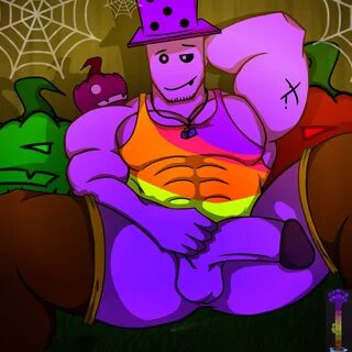 halloween, roblox, arm behind back, bara, big penis, kendrick nsfw, pumpkin, solo, toaaa ...
