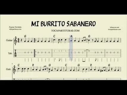 Mi Burrito Sabanero Tablatura y Partitura del Punteo de Guit