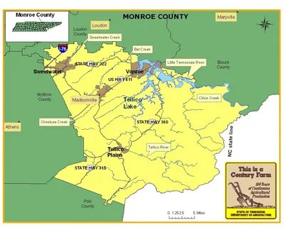 Map of Monroe County TN