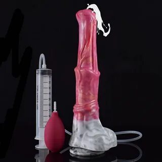 Faak Large Ejaculation Horse Dildo With Sucker Raw Meat Gory Color Spray Liquid 