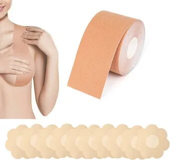 Boob Tape and 10pcs Backless Nipple Cover Set, Breathable Breast Lift Tape ...