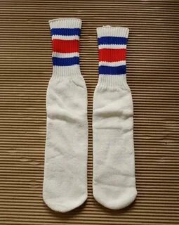 Red Striped socks Old School Vintage Retro Crew Tube Socks C