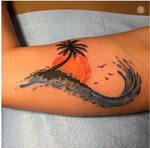 30 Superb Palm Tree Tattoo Designs and Meaning Sunset tattoo
