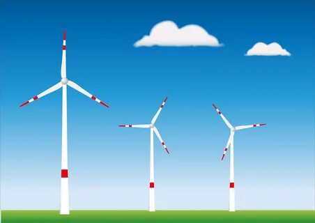 White and red wind turbines clipart free image download
