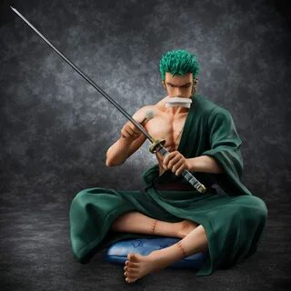 One Piece Anime Roronoa Zoro Sword Sitting Action Figure Gre