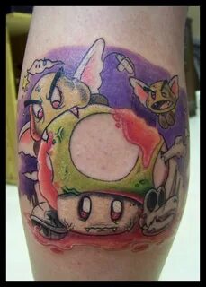 Zombie one up mushroom Mario tattoo, Super mario tattoo, Gam