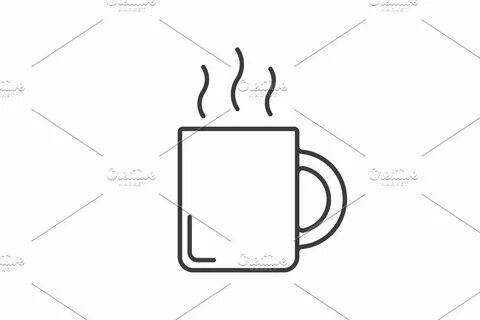 Steaming cup flat linear long shadow icon Pre-Designed Illus