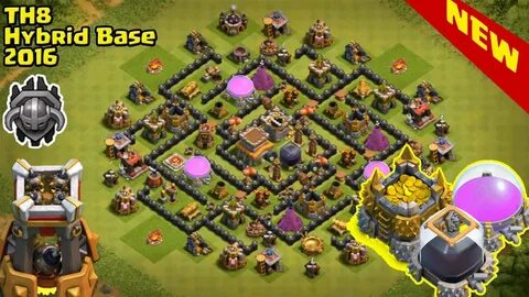 Town Hall 8 Best Hybrid Base ♦ New Update BOMB TOWER ♦ TH8 H