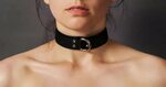 Black leather collar for submissive, D ring, can be a good b