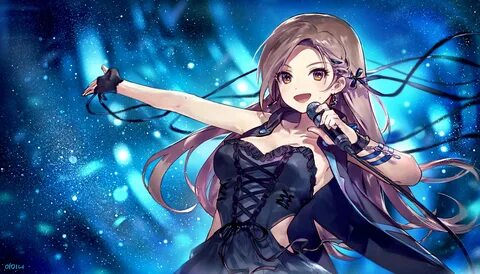 ainy77 brown eyes brown hair chain dress gloves idolmaster i