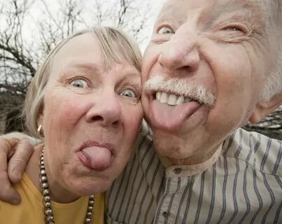 Old Couple Making Funny Face