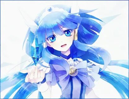 Safebooru - 1girl aoki reika blue eyes blue hair bow bust cr