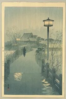 Kasamatsu Shiro -Night Rain at Shinobazu Pond Aquarell