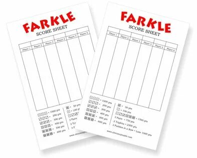 Farkle Score Sheet - Printable Farkle Scoring Cards Cards, P
