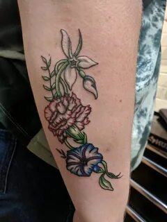 Flower Tattoo with Snowdrop, carnation and morning glory Flo