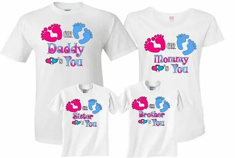 ✔ Pink or Blue Gender Reveal Family Funny matching cute T-Sh