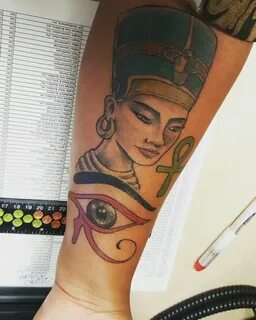 Fresh Ink.. Queen Nefertiti, The Eye of Horus, and the Ahnk.