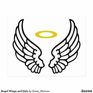 Angel Wings and Halo Postcard Zazzle.com Angel wings drawing