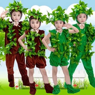 Children christmas tree cosplay costumes party wear green tr