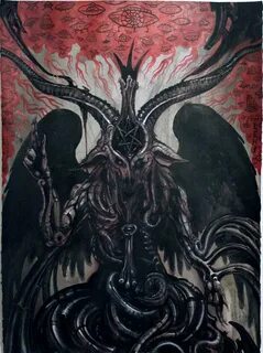 Baphomet painting Satanic art, Theistic satanism, Horror art