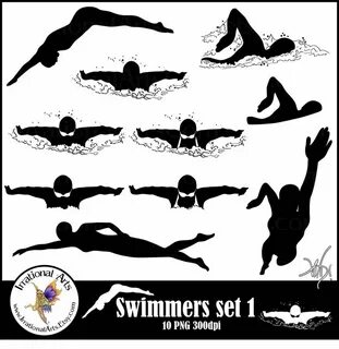 Female Swimmers Silhouettes Set 1 10 Png Graphics Clipart Et