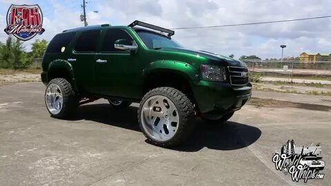 Kandy Green Tahoe Lifted 6" on 26x14 Forgiatos on 37" Tires 