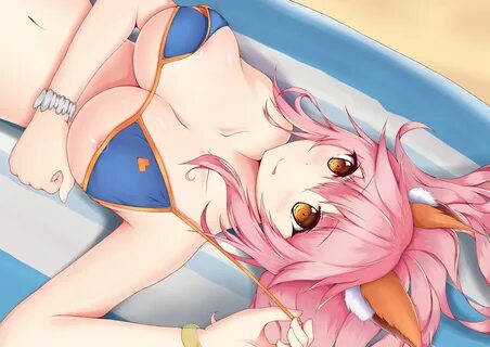 ...(series) foxgirl lollipopn910 long_hair navel nipples nipple_slip pink_h...