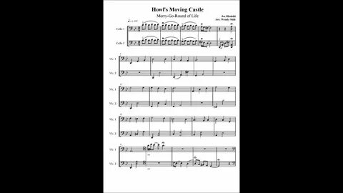 Howl's Moving Castle Merry-Go-Round of Life Cello Duet Sheet