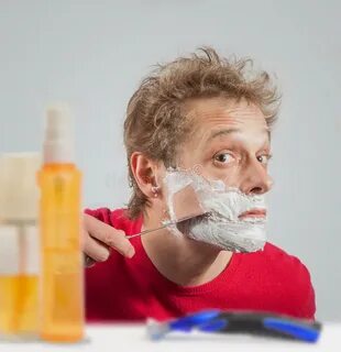 Man with shaving cream stock image. Image of concepts - 3135