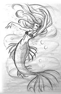 Mermaid Swimming Drawing at PaintingValley.com Explore colle