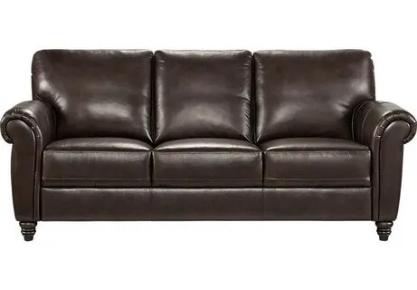 Cindy Crawford Home Lusso Coffee Bean Leather Sofa - Designs
