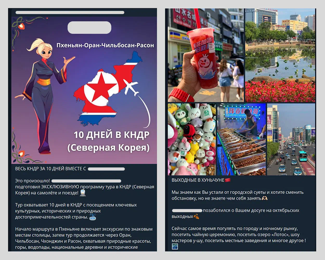 Посты, которые продвигают туры в КНДР