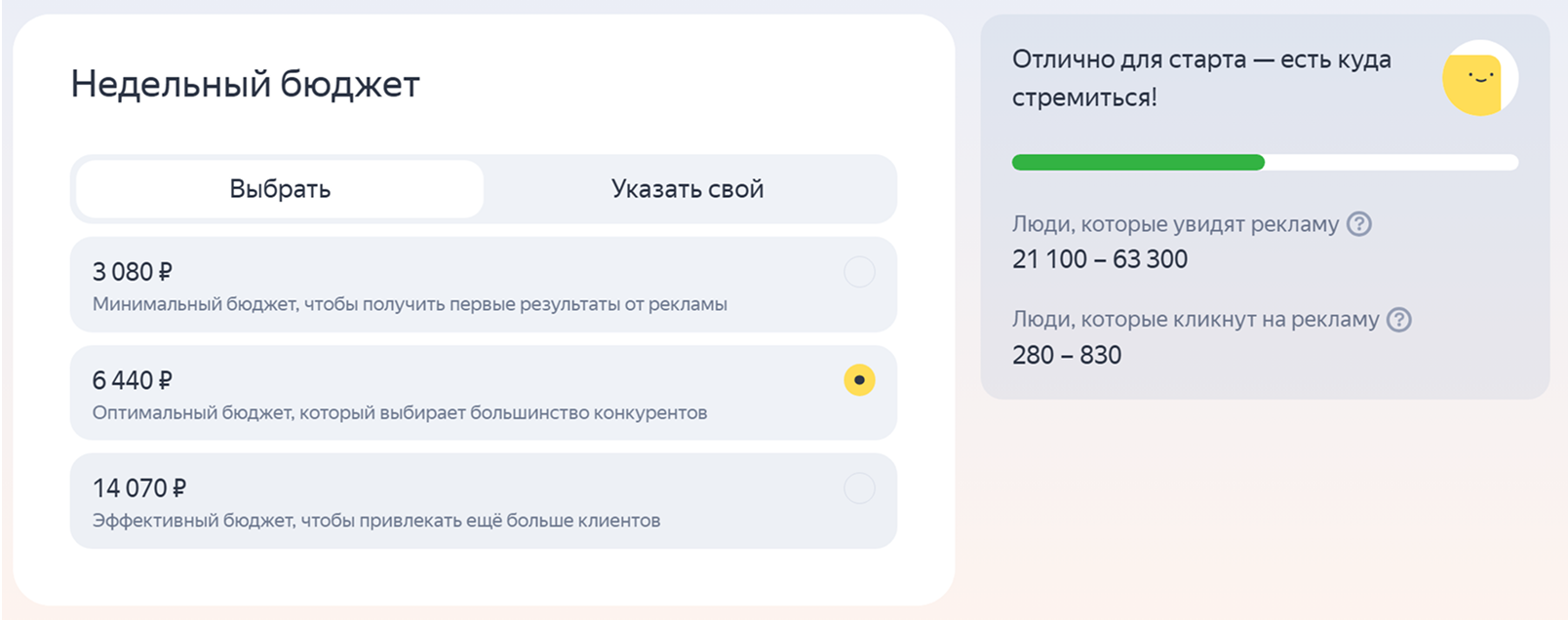 Выбор недельного бюджета