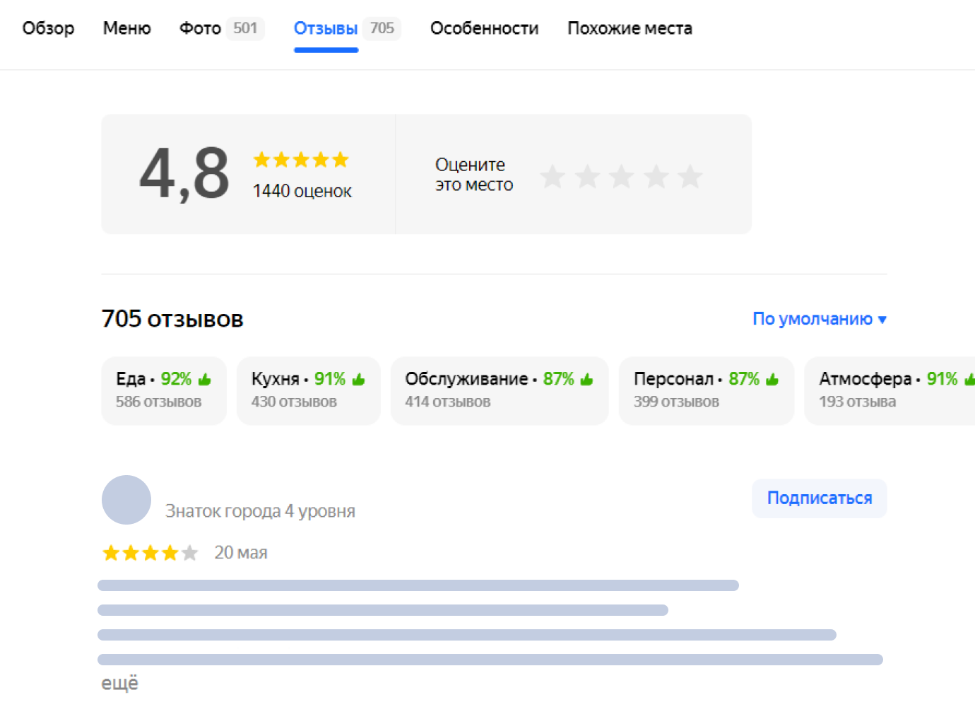 Отзыв на Яндекс Картах