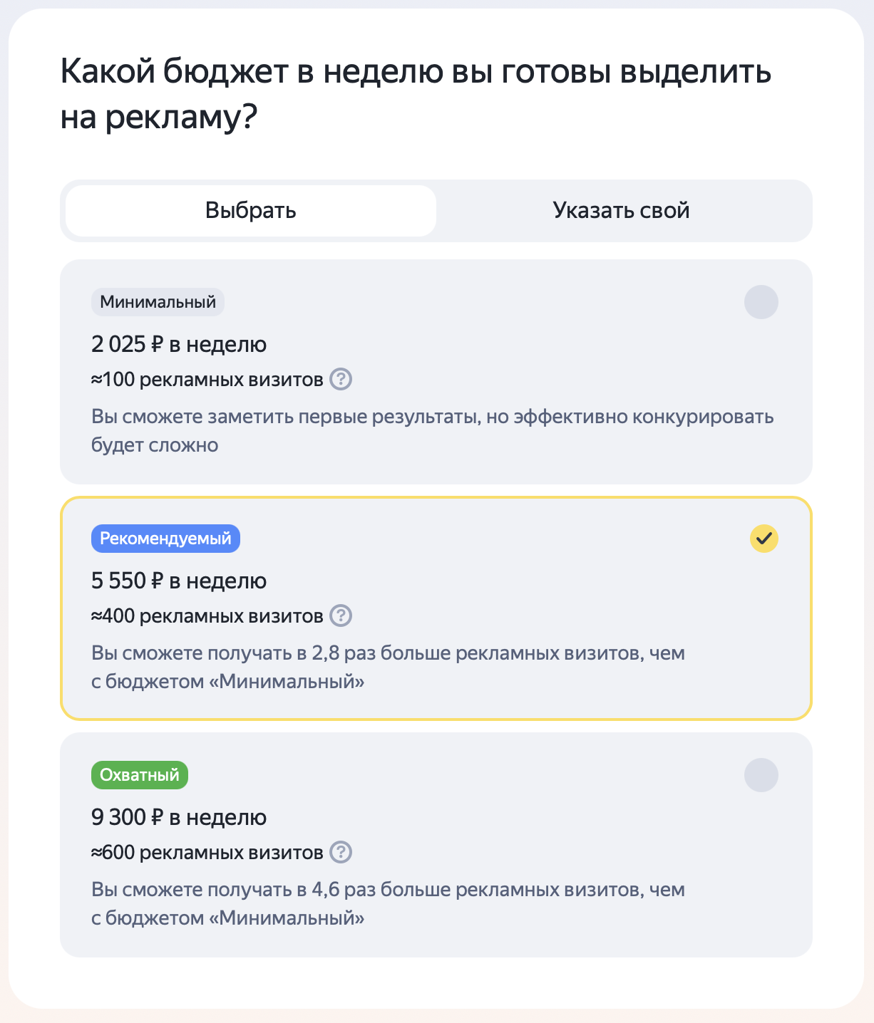 Варианты бюджета для предпринимателя