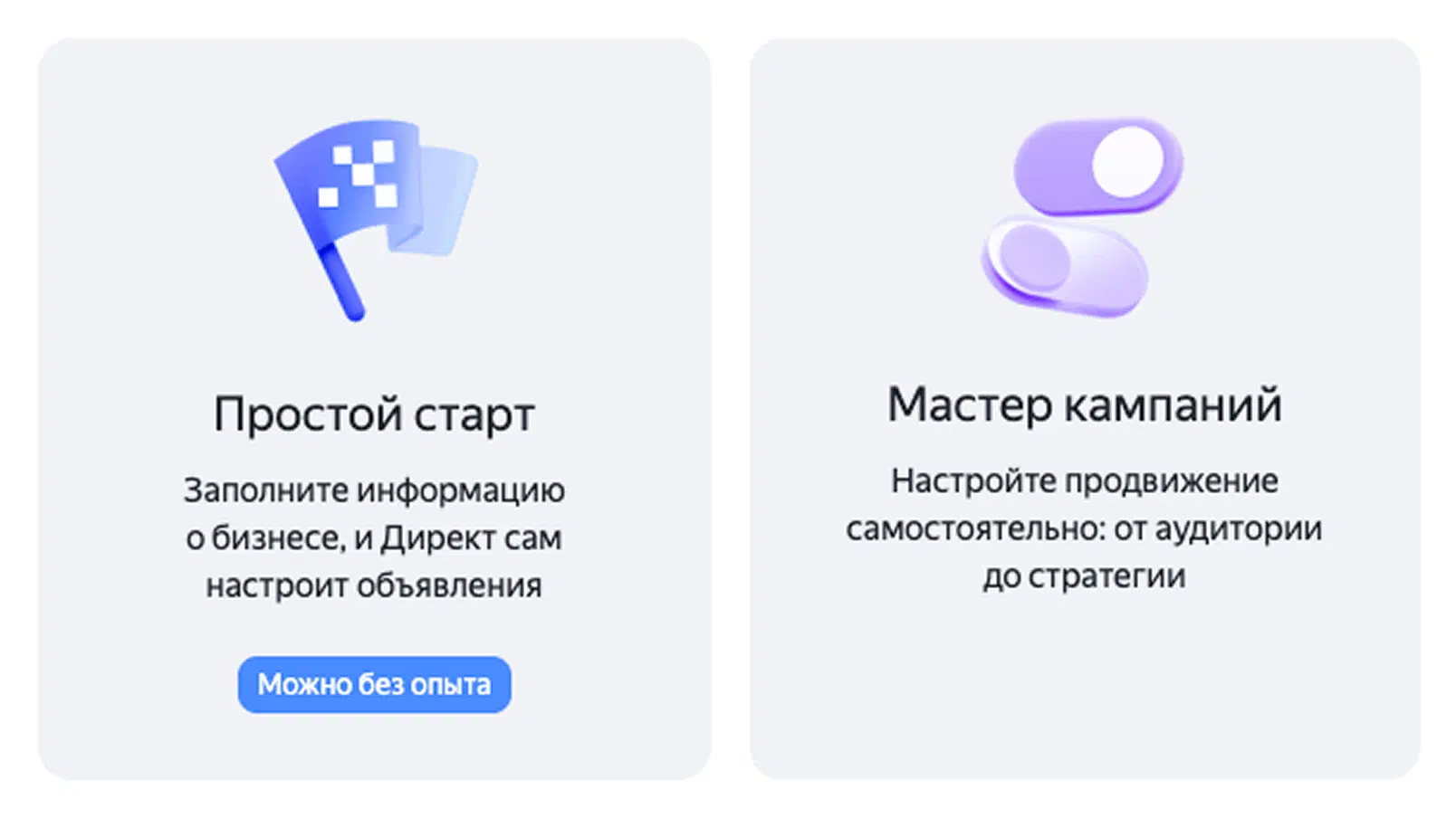 Выбор режима для продвижения в Яндекс Директе