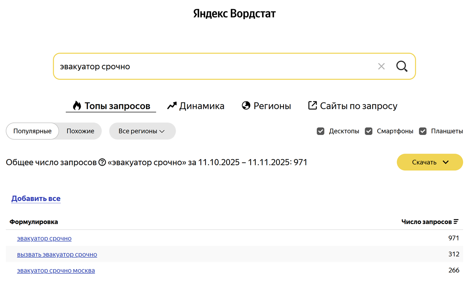 Частые запросы про услуги эвакуатора