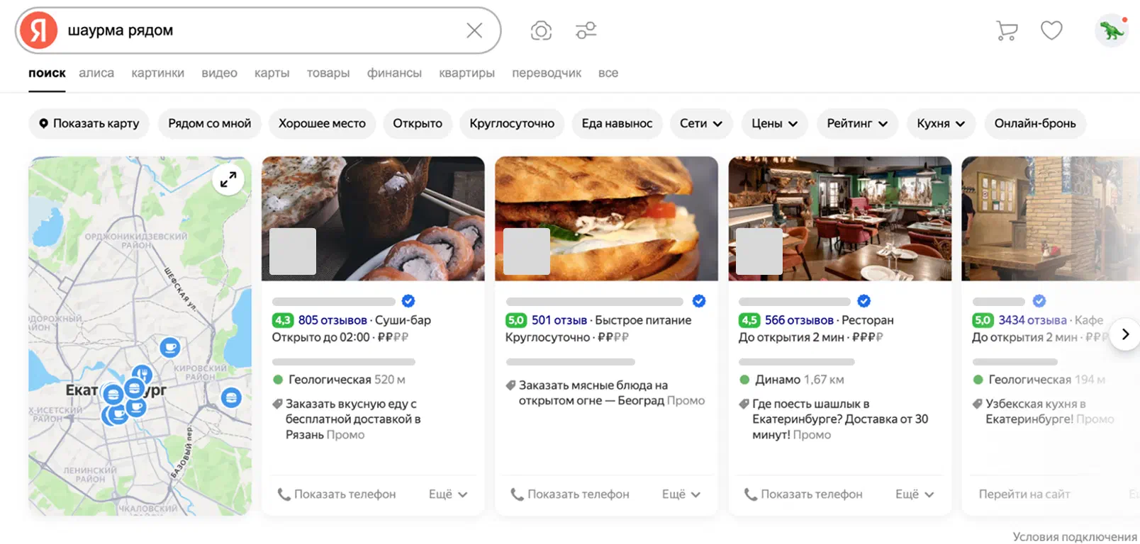Карточка в Яндекс Картах