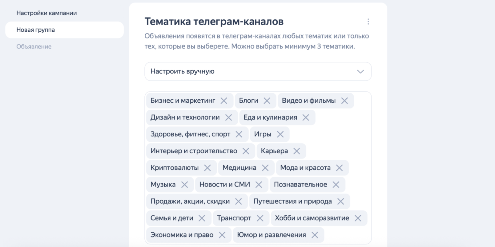 Тематики телеграм-каналов
