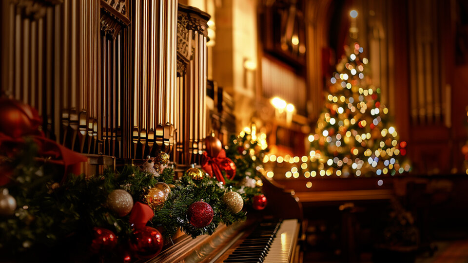 Орган в Рождество при свечах