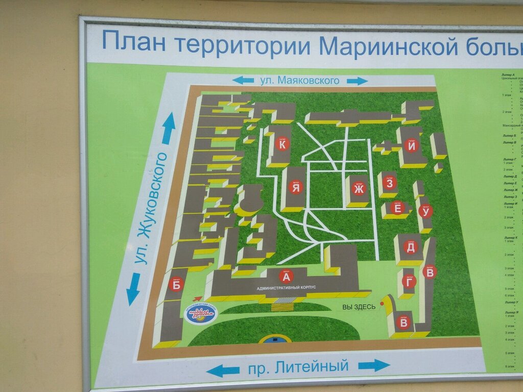 План мариинской больницы с корпусами и отделениями спб